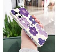 JZFDCLF Coque de téléphone Xiaomi en Silicone Liquide, Motif Fleur Violette, pour Redmi Note 14, 13, 12, 12S, 11, 11S, 10, 10T, 10S, 9, 9S, 8, 7 Pro Plus, 4G, 5G, Blanche, pour Note 11 ProPlus 5G