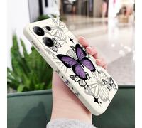 JZFDCLF Coque de téléphone Xiaomi en Silicone Liquide Motif Papillon Volant pour Redmi Note 14, 13, 12, 12S, 11, 11S, 10, 10S, 9, 9S Pro Plus, 4G, 5G, Blanche, pour Note 12 ProPlus