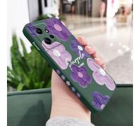JZFDCLF Coque de téléphone Xiaomi Redmi Note 14, 13, 12, 12S, 11, 11S, 10, 10T, 10S, 9, 9S, 8, 7 Pro Plus, 4G, 5G, Motif Fleur Violette, en Silicone Liquide, Vert foncé, pour Note 12 ProPlus