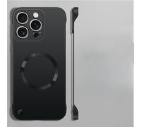 JZFDCLF Coque magnétique Ultra Fine avec Peinture métallisée pour iPhone 16, 15, 14, 13, 12 Pro Max Plus, sans Cadre, Refroidissement, PC, Antichoc, Noire, pour iPhone 16 Pro Max