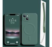JZFDCLF Étui de Chargement magnétique sans Fil pour iPhone 16, 15, 14, 13, 12, 11 Pro Max, XR, XS, 7, 8 Plus, avec dragonne en Silicone Noir, Vert foncé, pour iPhone X
