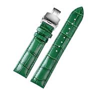 JZFOACHR 18 mm 20 mm 22 mm motif en bambou Souette de bouche de vache douce hommes boucle boucle autruche en cuir verte bracelet