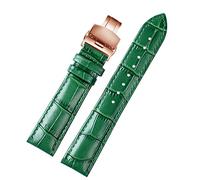 JZFOACHR 18 mm 20 mm 22 mm motif en bambou Souette de bouche de vache douce hommes boucle boucle autruche en cuir verte bracelet