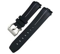 JZFOACHR 24 mm Nature noire Nature Soft Silicone Rubber Watch Band Ajustement pour Panerai PAM00111 / 441 Bracelet étanche à boucle de boucle