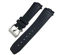 JZFOACHR 24 mm Nature noire Nature Soft Silicone Rubber Watch Band Ajustement pour Panerai PAM00111 / 441 Bracelet étanche à boucle de boucle