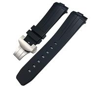 JZFOACHR 24 mm Nature noire Nature Soft Silicone Rubber Watch Band Ajustement pour Panerai PAM00111 / 441 Bracelet étanche à boucle de boucle