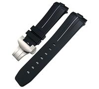 JZFOACHR 24 mm Nature noire Nature Soft Silicone Rubber Watch Band Ajustement pour Panerai PAM00111 / 441 Bracelet étanche à boucle de boucle