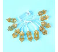JZFOACHR 2pc 10 LED Christmas Ramadan Castle Lamp Festival Battery Power Golden String Suspendu Garland Bedroom Ornements