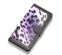 JZFOACHR Ajmipo-Premium PU Leather Case pour iPhone 14pro Max / 14 Pro / 14 Plus / 14, Couverture de Portefeuille Flip Elemy Leopard Père, Porte-Cartes à 3 Ans (14 Plus, Violet)
