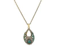 JZFOACHR Ancienne série de bronze Retro Personnalité grand-mère Green Ladies Boucles d'oreilles/collier
