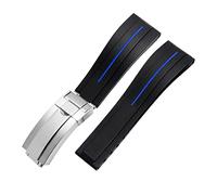 JZFOACHR Bands de montres en silicone en caoutchouc à extrémité plate 21 mm 21 mm pour toute marque de marque de boucle pliante en acier inoxydable STRAP WATCHBand Sports
