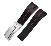 JZFOACHR Bands de montres en silicone en caoutchouc à extrémité plate 21 mm 21 mm pour toute marque de marque de boucle pliante en acier inoxydable STRAP WATCHBand Sports