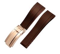 JZFOACHR Bands de montres en silicone en caoutchouc à extrémité plate 21 mm 21 mm pour toute marque de marque de boucle pliante en acier inoxydable STRAP WATCHBand Sports