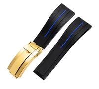 JZFOACHR Bands de montres en silicone en caoutchouc à extrémité plate 21 mm 21 mm pour toute marque de marque de boucle pliante en acier inoxydable STRAP WATCHBand Sports