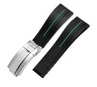 JZFOACHR Bands de montres en silicone en caoutchouc à extrémité plate 21 mm 21 mm pour toute marque de marque de boucle pliante en acier inoxydable STRAP WATCHBand Sports