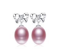 JZFOACHR Boucles d'oreilles en Perles Naturelles de 8 à 9 mm cultivées S925 Boucles d'oreilles Boucles d'oreilles Papillon/Goutte pour Femmes fabriquées en Chine