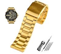 JZFOACHR Bracelet de montre en acier inoxydable couleur or 22mm 24mm 26mm 28mm bracelet en métal massif pour hommes pour bracelet de montre DZ7333 DZ4344