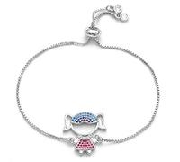 JZFOACHR Bracelet familial mignon garçon et fille portrait mobile chaîne coulissante chain de cristal amateur couple bracelet pour femmes