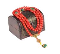 JZFOACHR Bracelets for Womens Red Coral Bracelet Perles en pierre naturelle Collier de prière bouddhiste Rosaire Bracelets Bouddha