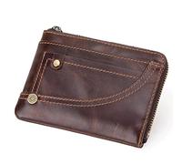 JZFOACHR Carte en Cuir Authentique Portefeuille Men Business Credit Carte Solder Casual Coin Purse for Male Thin Credit Card Case ， Café