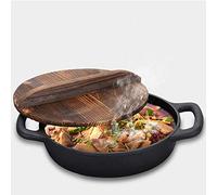 JZFOACHR Casserole en Fonte de Casserole à Fond Plat à Fond Plat, Pot à Soupe, Pot de santé en Fer Non revêtu, Pot Vraiment en Acier Inoxydable, Fond épaissi avec Deux Oreilles, 32 cm