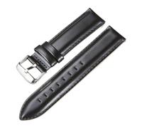 JZFOACHR Ceinture avec boucle solide Bande de montre en cuir authentique 18 mm 20 mm 22 mm STRACTES DE MONTRATION DES STRATS (COULEUR: Taille noire: 20 mm)