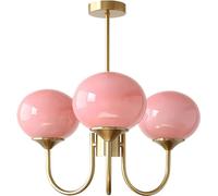 JZFOACHR Chaner à 3 lumières pour Chambre de Fille, Style Vintage du Milieu du siècle, Moderne, en Verre de Lait, Lampe Suspendue de Campagne française, Salle à Manger, Salon, Cuisine, îlot