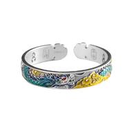 JZFOACHR Classic Luxury 999 Silver Sterling Bracelet Bracelet à bracelet à manchette ouverte, en émail, accessoire parfait pour la date, anniversaire