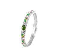JZFOACHR Classic Luxury Open S925 en argent sterling et 5 * 8 mm Bracelet en bracelet Jasper, en émail artisanat traditionnel, accessoire parfait pour la date