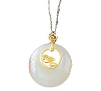 JZFOACHR Colliers 925 argent sterling incrusté naturel Hétian Jade Pendant femelle Luxur