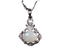 JZFOACHR Colliers Argent 925 Collier Femmes Argent Bijoux Bijoux Chaud Jade Blanc Pendentif Accessoires