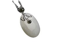 JZFOACHR Colliers Argent 925 Pendentif Jade Blanc Naturel pour Femmes Pierre Précieuse Bijoux Fins Colliers faits à la Main