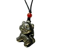 JZFOACHR Colliers en or naturel avec pendentif tigre obsidienne réglable,