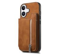 JZFOACHR Couverture en Cuir pour iPhone 16 Pro Max / 16 Pro / 16 Plus / 16, Portefeuille magnétique boîtier de Cartes détachables du Support de Slot Stand Anti-Automne, Marron, 16 Pro