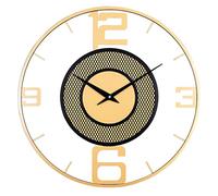 JZFOACHR Décorer Mural Horloge Maison Salon Mural Moderne Style Modern Metal Mur Mur Wall Rond Batte opéré Non Silencieux Non Ticking for Office (Or)