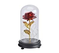 JZFOACHR Dome LED LUMIÈRE, PEFECT God Goll Foil Plated Rose Flory avec LED String Light Conserved in Glass Dome for Wedding Birthday Party Club Decoration (Red Rose) (Pas de Batterie)