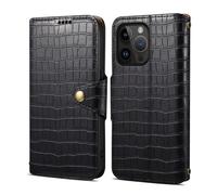 JZFOACHR Étui du Portefeuille pour iPhone 16 Pro Max 16 Plus 16 Pro 16 Crocodile Modèle Slim Stocking PU Le Cuir PU avec Support de Carte Magnétique Flip Flio Folio Cover, pour 16 Pro Max, Noir
