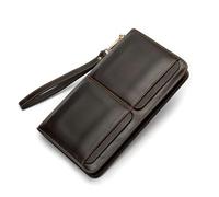 JZFOACHR Hommes d'embrayage Portefeuilles Sacs à Main en Cuir Authentiques à Grande capacité de Portefeuille de Portefeuille à glissière Portable de téléphone Portable pour mâle ，