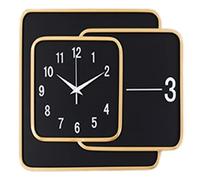 JZFOACHR Horloge Murale carrée métallique Nordique Clair de Luxe Mural Mural élégant décor Mural Horloge Murale Noir métal décoratif Style Simple pour Le Bureau