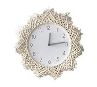 JZFOACHR Horloge Murale de Style Nordique Tissage de l'horloge Murale Moderne Simple Créative Creative Boho Farmhouse Wall Clock, pour Le Salon Chambre pour Le Bureau (Plumered 1)