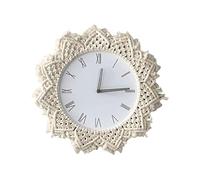 JZFOACHR Horloge Murale de Style Nordique Tissage de l'horloge Murale Moderne Simple Créative Creative Boho Farmhouse Wall Clock, pour Le Salon Chambre pour Le Bureau (Plumered 1)