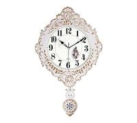 JZFOACHR Horloge Murale pour décoration de Salon, 16 Pouces rétro rétro en Pendule Non tourné en Pendule, décoration de Maison pour Cuisine, Chambre, Bureau, Argent Bleu (Or Blanc)