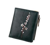 JZFOACHR Les détenteurs de Cartes en Cuir PU en Cuir Broided Wallet PU Broidered Hasp Bag à glissière Pliable Plum Blossom Modèle Médies Pourse Coin, Bagages (B)