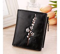 JZFOACHR Les détenteurs de Cartes en Cuir PU en Cuir Broided Wallet PU Broidered Hasp Bag à glissière Pliable Plum Blossom Modèle Médies Pourse Coin, Bagages (B)
