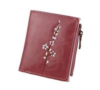 JZFOACHR Les détenteurs de Cartes en Cuir PU en Cuir Broided Wallet PU Broidered Hasp Bag à glissière Pliable Plum Blossom Modèle Médies Pourse Coin, Bagages (B)