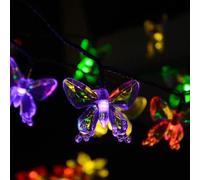 JZFOACHR Lumières de fée Solaire, 30 LED de Papillon 21ft 6,5 m de Festival de festives lumières de Corde extérieure Éclairage de Valentin décorations pour la fenêtre de Noël, Arbre, fête, Jardin
