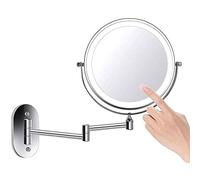 JZFOACHR Makeup Mirror Mur Murding, 8 Pouces Miroir de Salle de Bain Double Face 10 Fois Amplifiant Light LED Touch Toump Semballage 3 Color Light