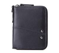 JZFOACHR Men de Cuir Portefeuille Authentique Coin Coin Purse Homme Small Coin Purse Portefeuille pour Sac à Main Court mâle avec Anneau clé , Noir