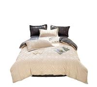 JZFOACHR Parure de lit 4 pièces - 1 Drap-Housse et 2 taies d'oreiller, Couleur Pure, Motif, Coton lavé, Textile de Maison, literie de Couchage