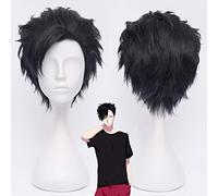 JZFOACHR Perruque de Cosplay Haikyuu !! 30 cm Tetsurou Kuroo Tetsuro Court Noir Cheveux Synthétiques Cosplay Perruque Résistant À La Chaleur Costume Perruques Noir